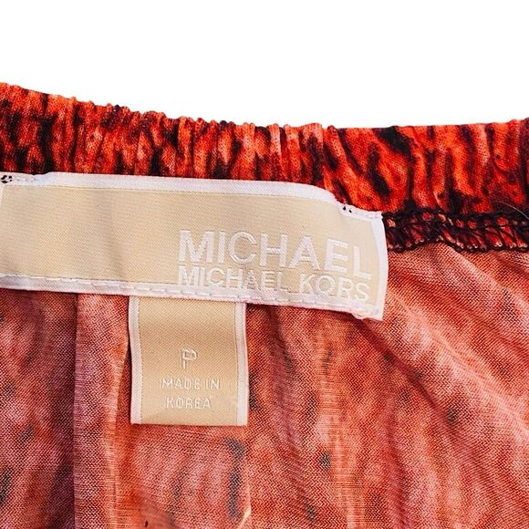 Michael Michael Kors Printed Gold Chain Cold Shoulder Blouse Top Orange Size 2 - Picture 4 of 5